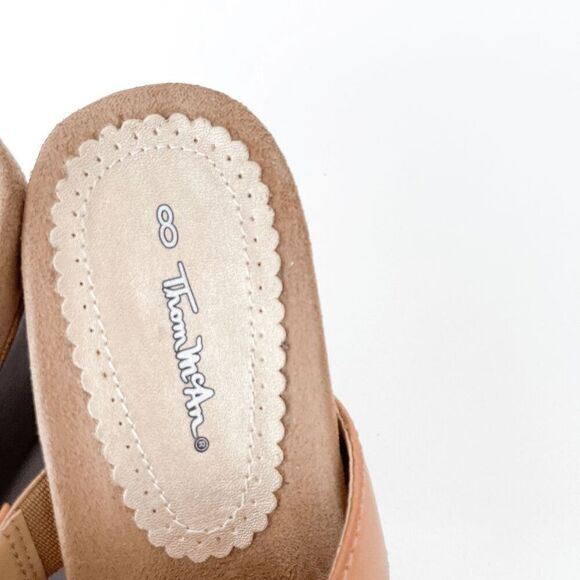 Thom McAn Womens Cross Wave Leather Studded Wedge Slide Sandals Brown Size 8 - Picture 5 of 7